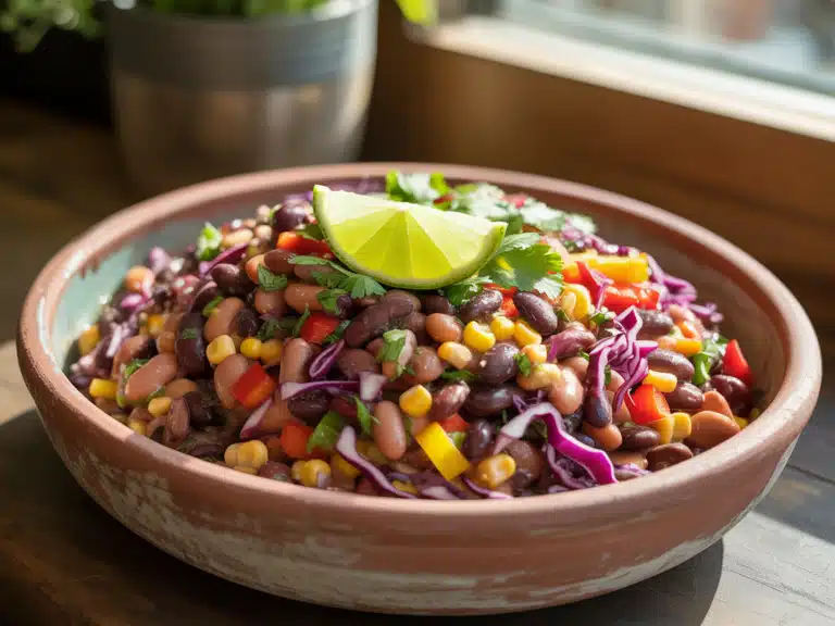 Southwest Dense Bean Salad – Healthy, Hearty & Bold 6 Colorful Southwest dense bean salad in bowl