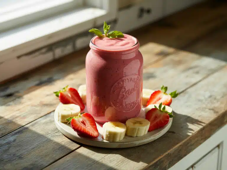 Chia Seeds Smoothie – The Best 5 Blends for Weight & Energy 7 Chia seeds smoothie in fruit jar with fresh ingredients