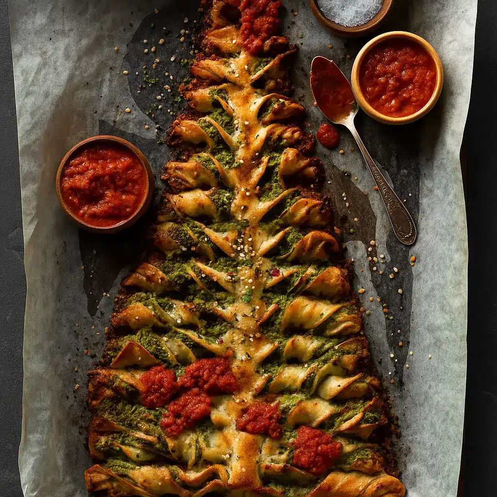Cheesy Pesto Christmas Tree Pull-Apart Bread for the Holidays