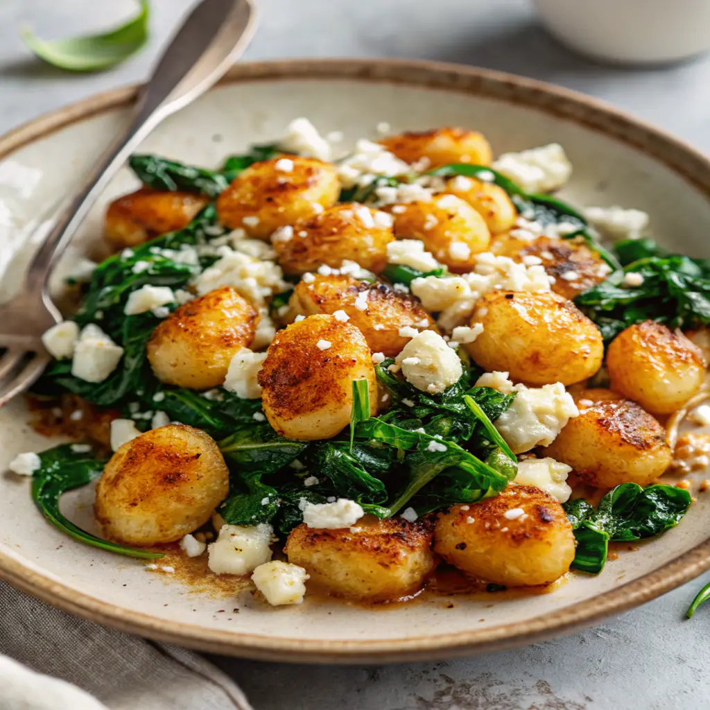Crispy Gnocchi with Spinach and Feta – Easy 20-Minute Dinner