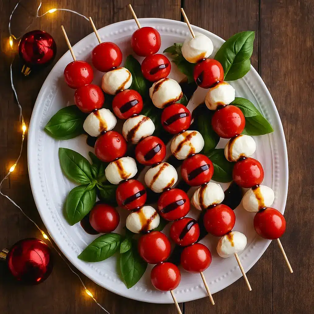Holiday Caprese Skewers Recipe | Fresh & Festive Christmas Starter