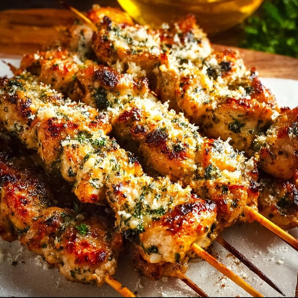 Garlic Parmesan Chicken Skewers 5 Garlic Parmesan Chicken Skewers