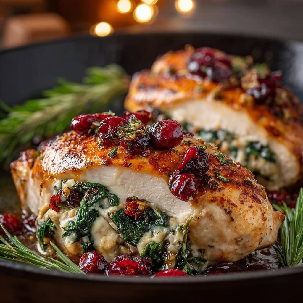 Spinach & Cranberry Stuffed Chicken Breasts