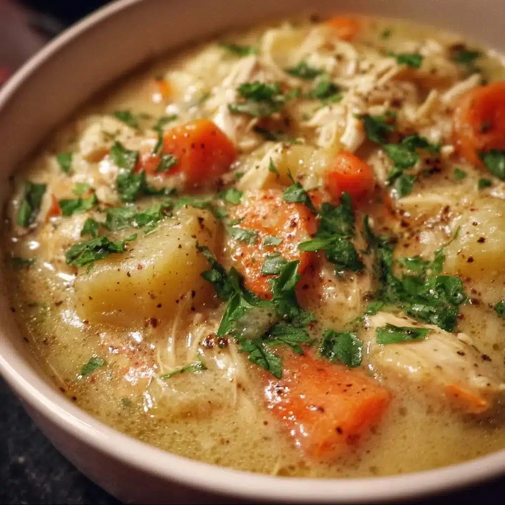 High Protein Chicken Pot Pie Soup