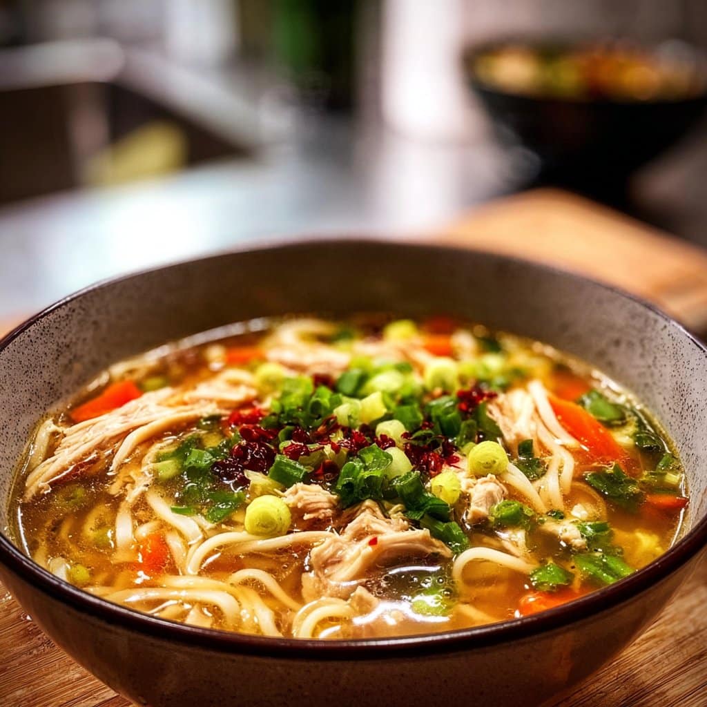 Classic Ginger Garlic Chicken Noodle Soup