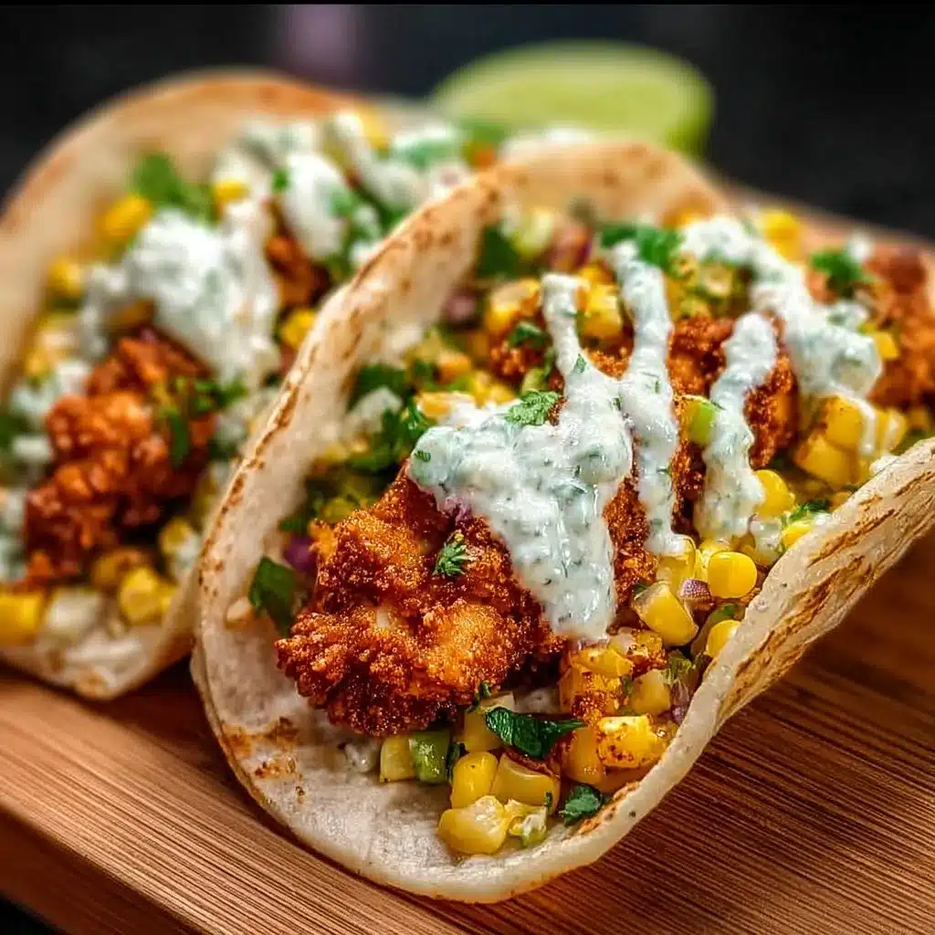 Fried Chicken Street Corn Tacos with Jalapeño Lime Ranch