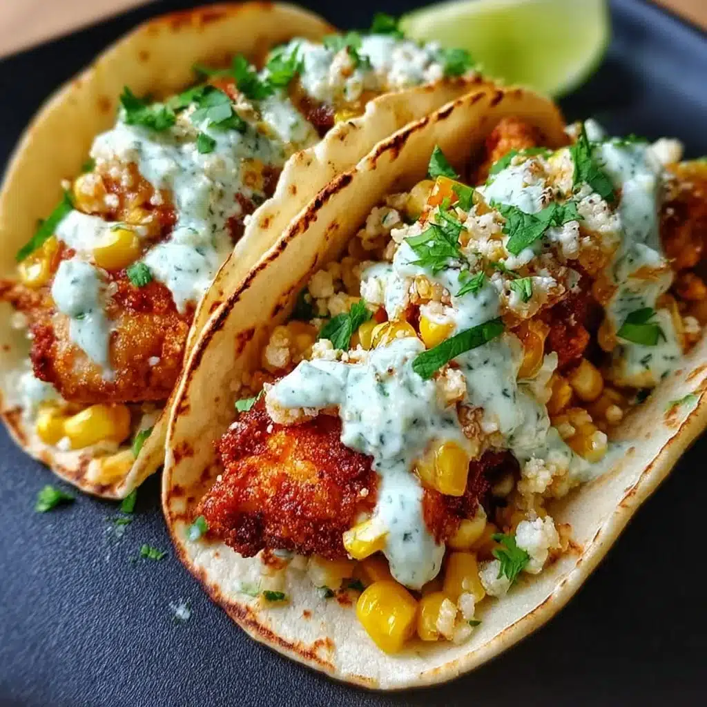 Fried Chicken Street Corn Tacos with Jalapeño Lime Ranch