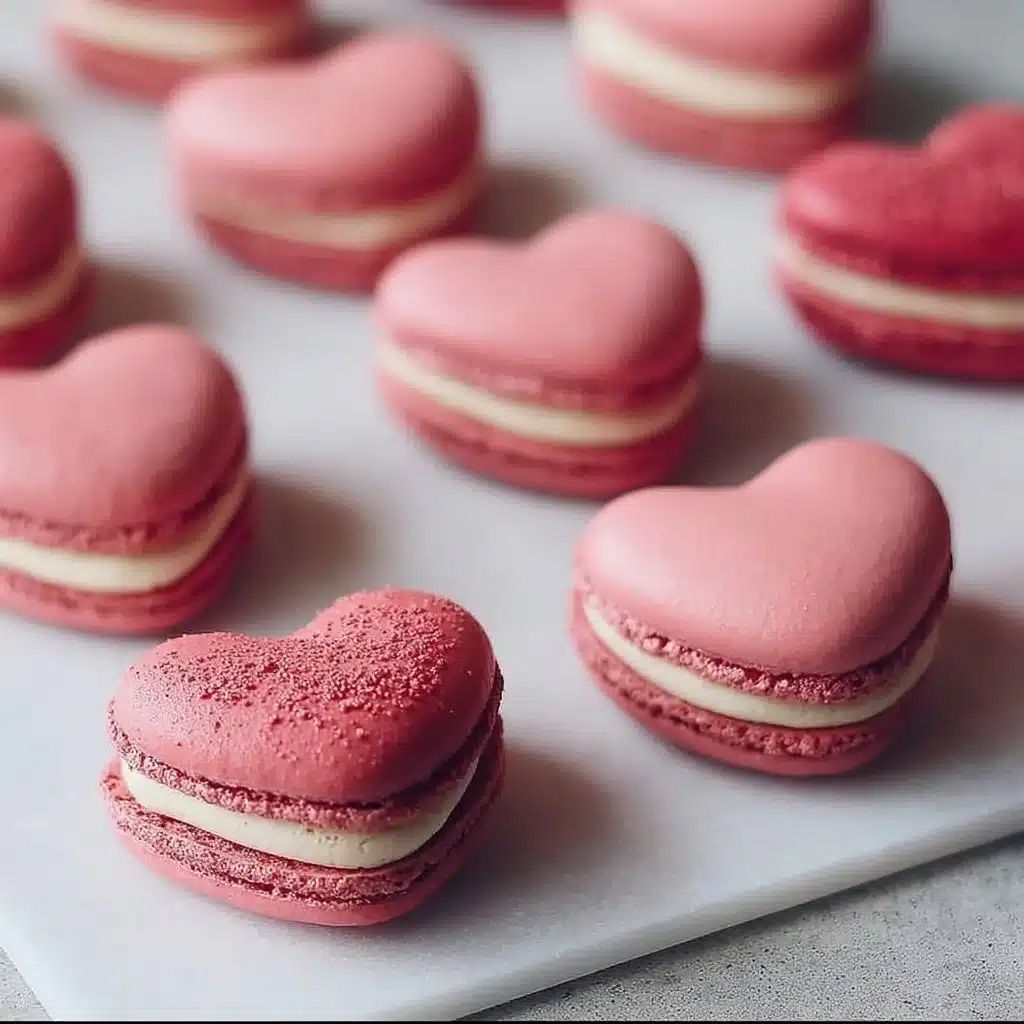 Heart-Shaped Macarons with Vanilla Buttercream Filling