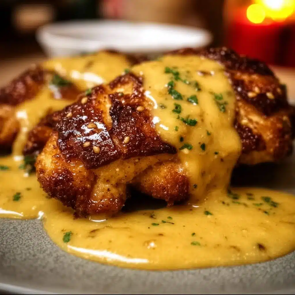 Pretzel Chicken with Mustard-Cheddar Sauce