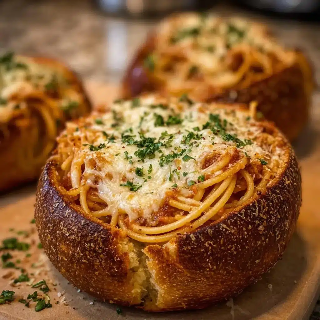 Spaghetti Garlic Bread Bowls