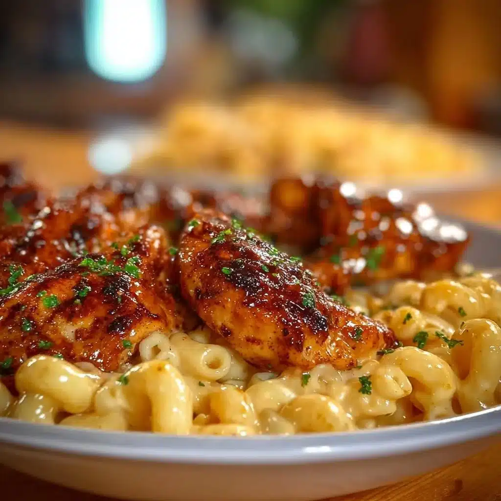 Spicy Honey Pepper Chicken with Creamy Mac and Cheese