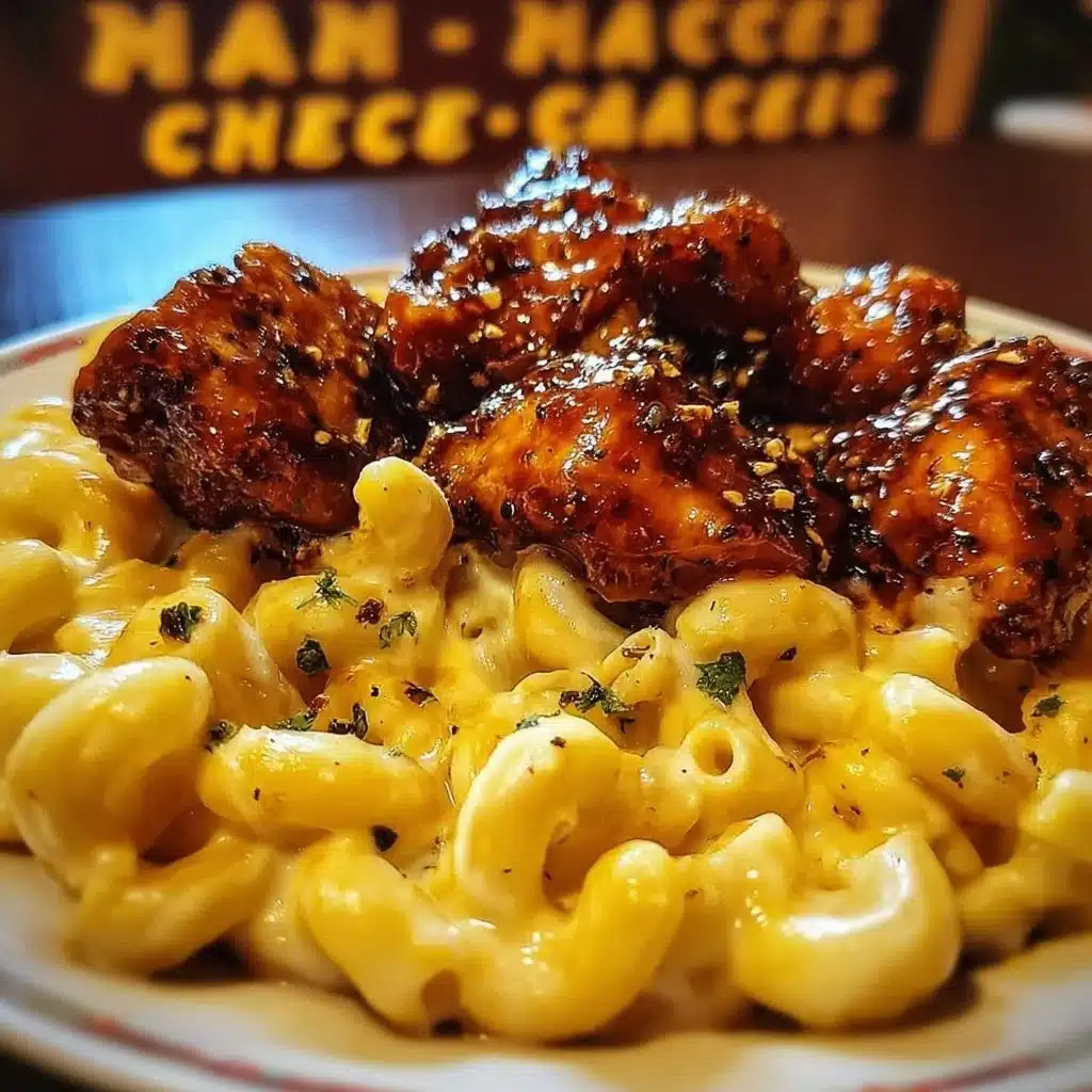 Spicy Honey Pepper Chicken with Creamy Mac and Cheese