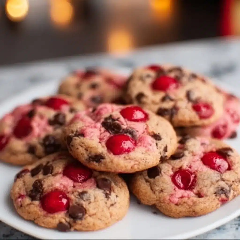 Thick & chewy maraschino cherry chocolate chip cookie recipe! Candied cherry cookie recipe… | Cherry cookies recipes, Cherry cookies, Cookies recipes chocolate chip