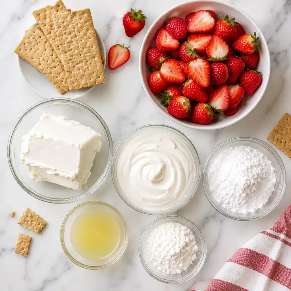 Ingredients needed to make Strawberry Icebox Cake.