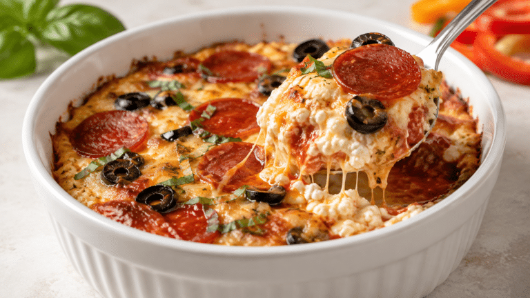 Keto Cottage Cheese Pizza Bowl recipe