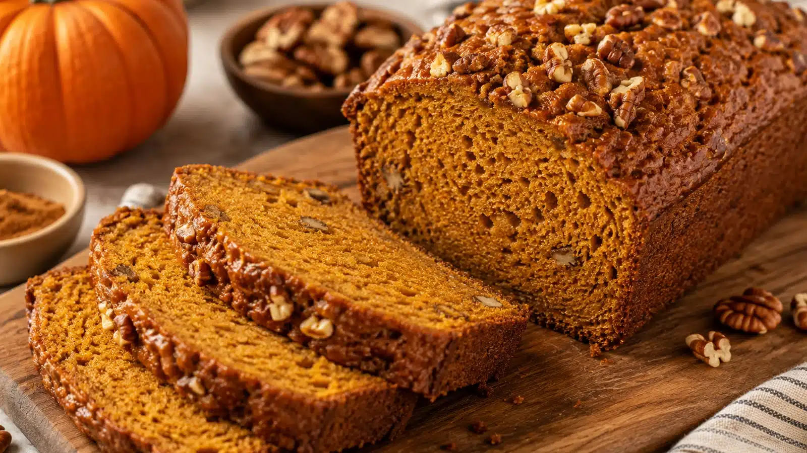 Keto Pumpkin Bread preparation and serving view