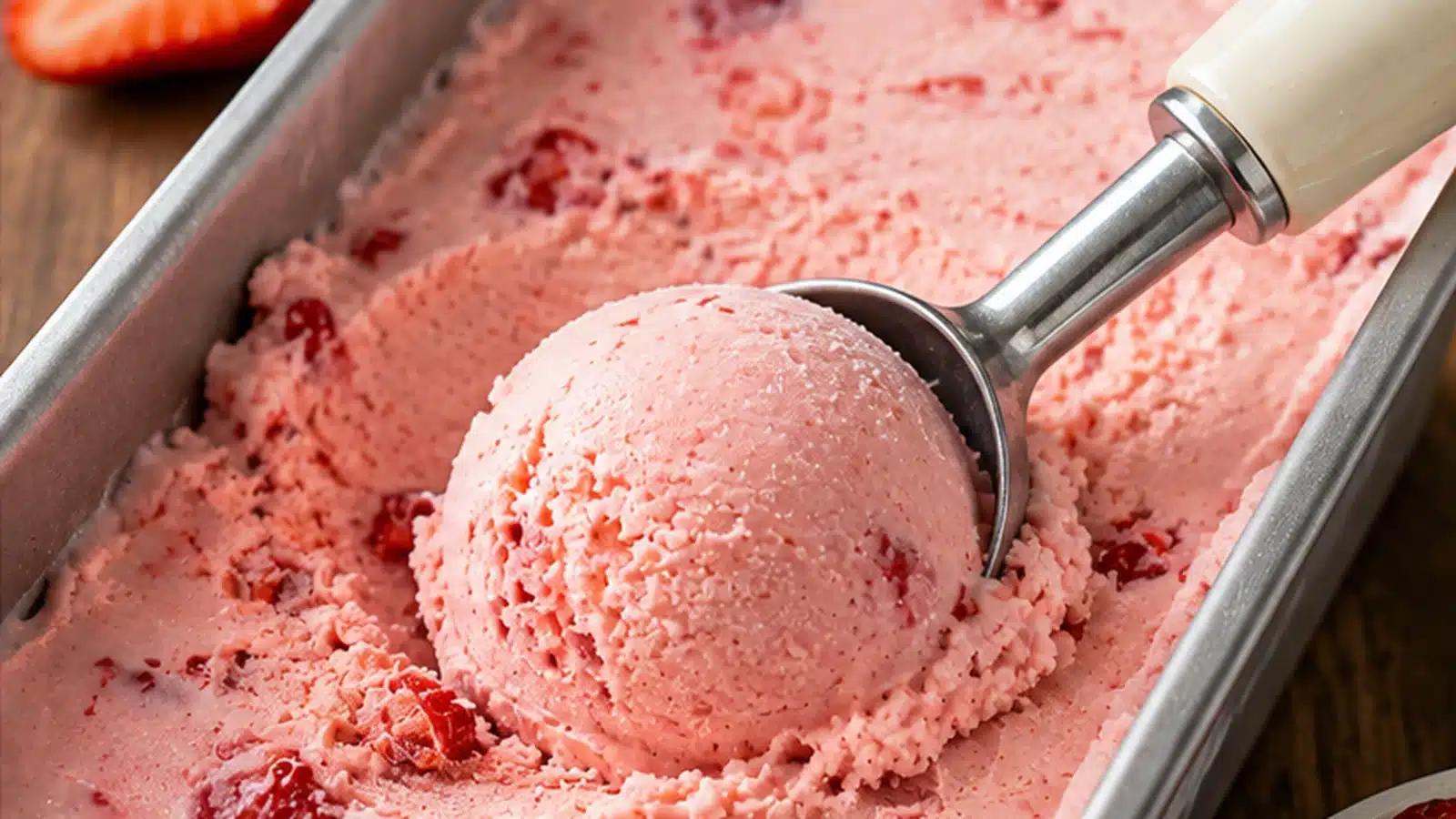 Strawberry Ice Cream Recipe 5 Strawberry Ice Cream Recipe preparation and serving view